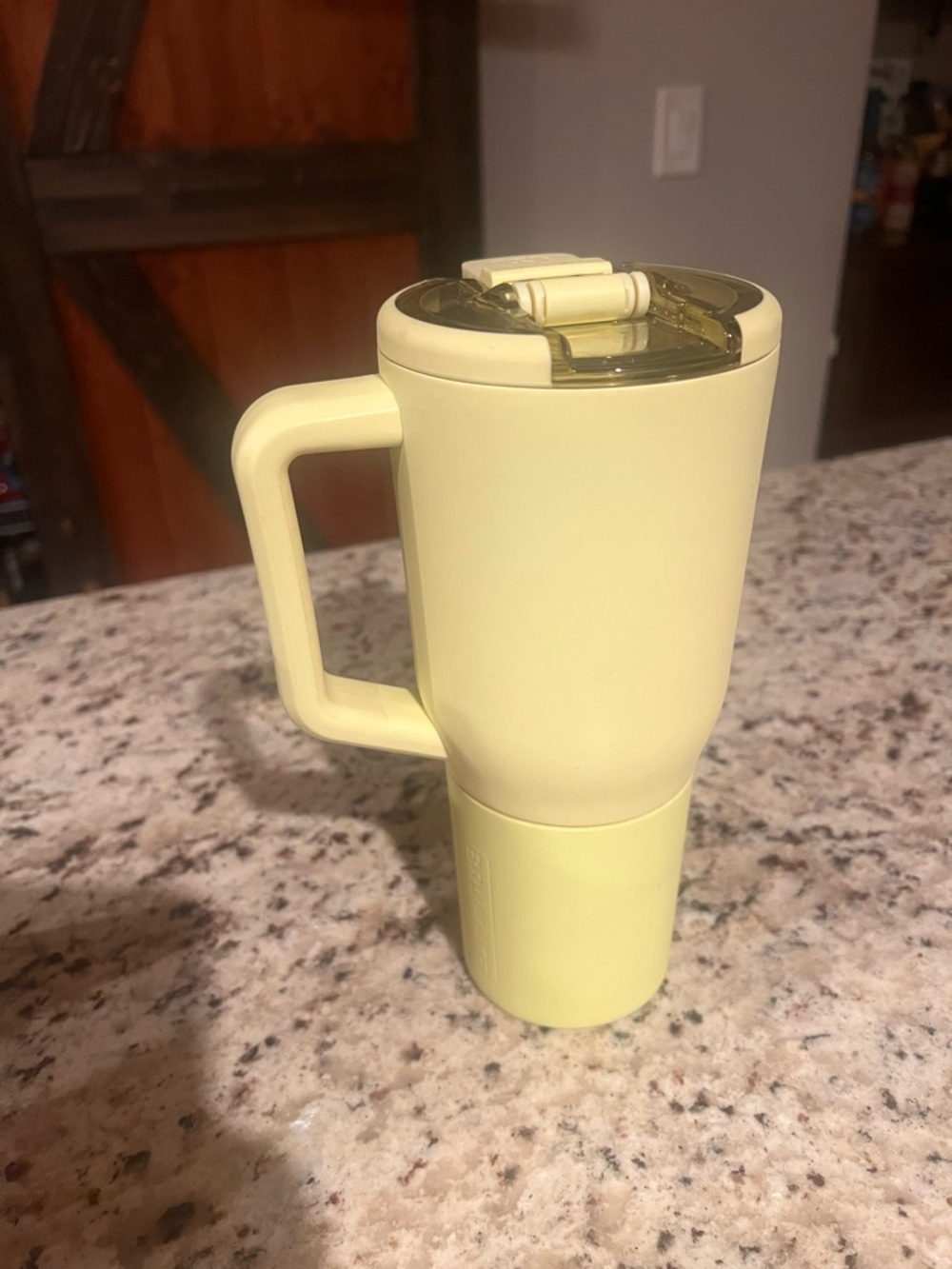 Pale Yellow Insulated Travel Mug with Handle